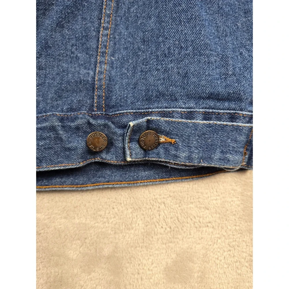Vintage Rustler Denim Jacket Men XL Blue Trucker Coat Heavy Button Front